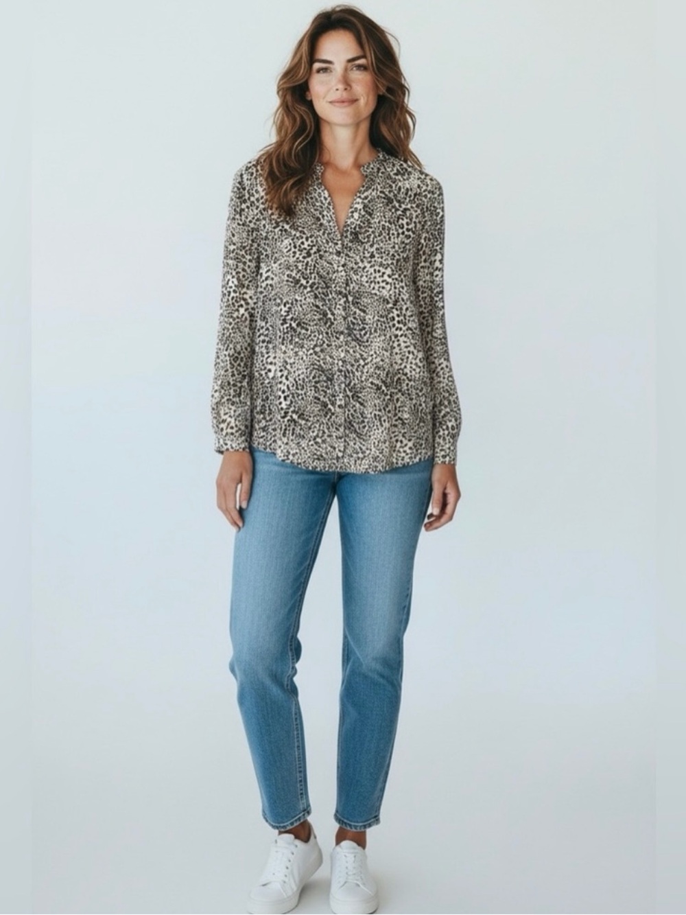 Daniel Rainn Leopard Print Utility Blouse // Brown Multi // Medium